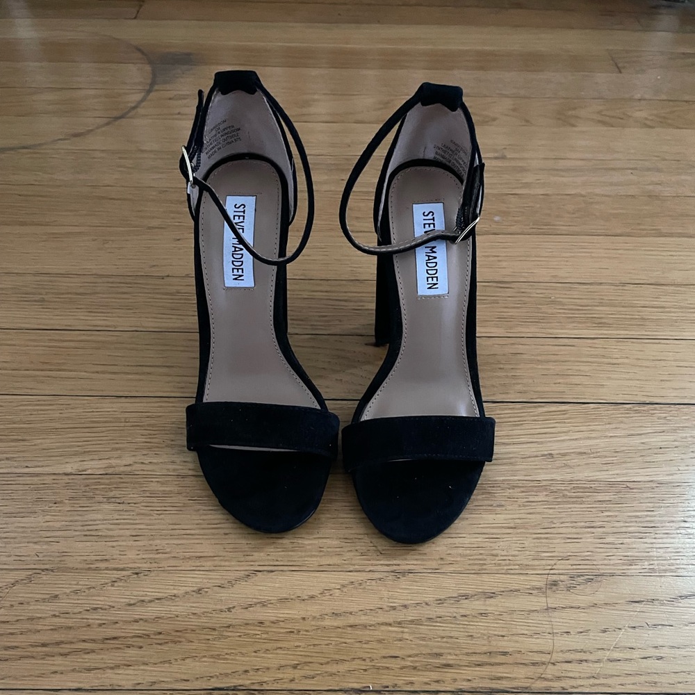Steve Madden Black Velvet Strappy Heels